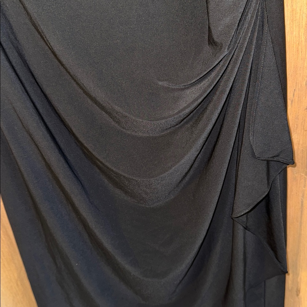 Alex Evenings Black Faux Wrap Dress with Embellished Shoulders 16 - Picture 3 of 5